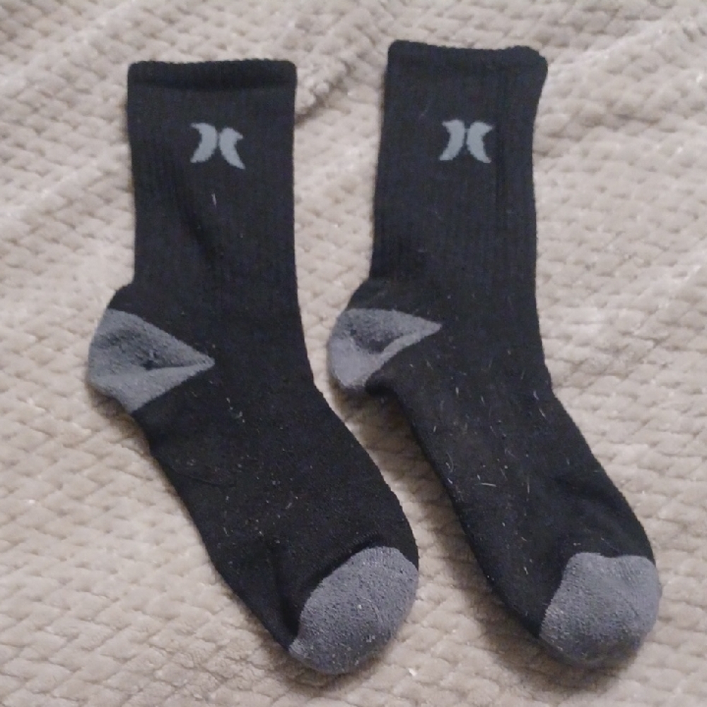 Hurley Men's Black and Gray Athletic Socks